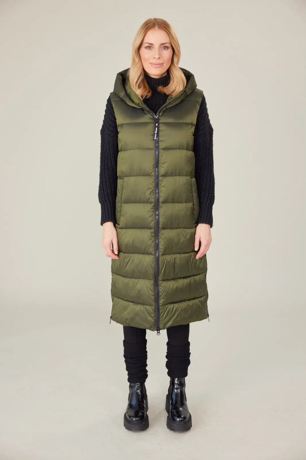 Puffer-Longweste mit seitlichem RV Green Goose